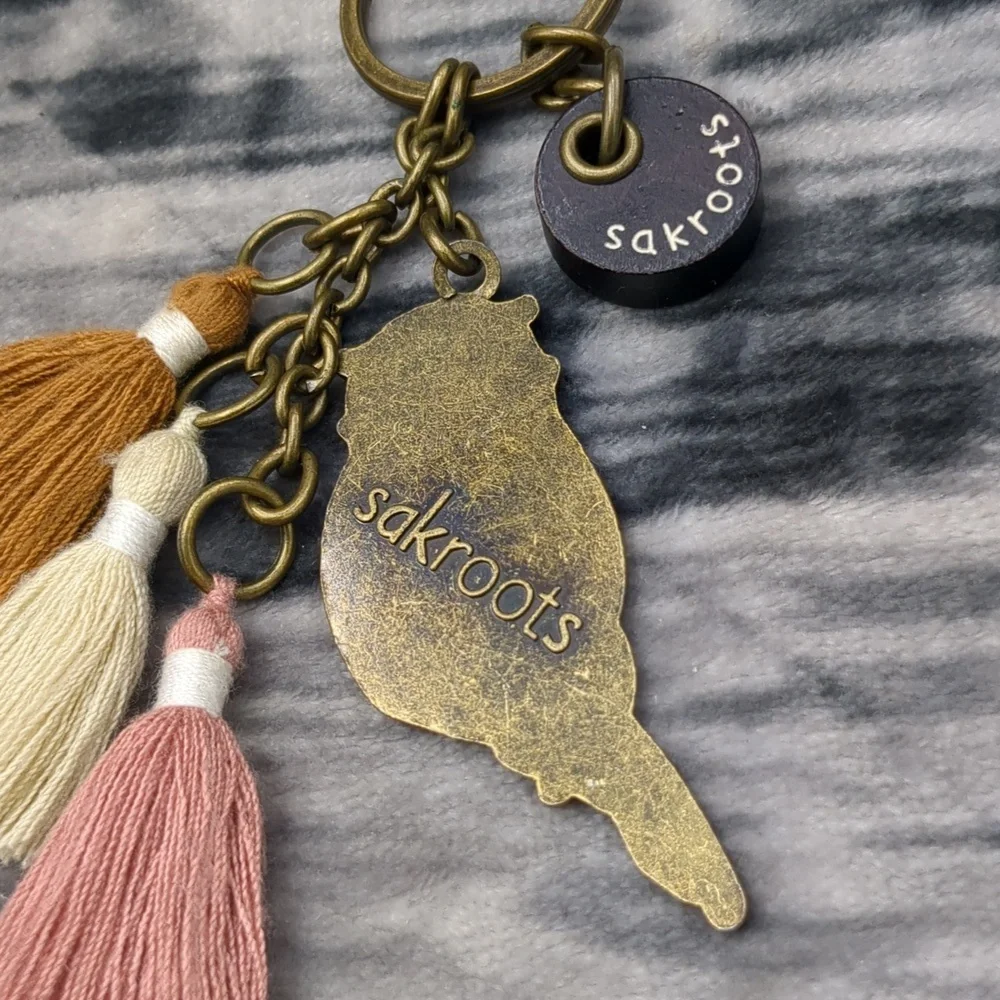 SakRoots Owl Keychain Charm  Keyring Enamel